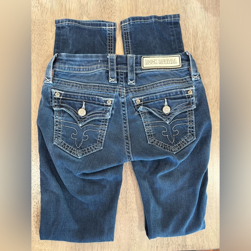 Rock Revival low rise medium wash straight jeans